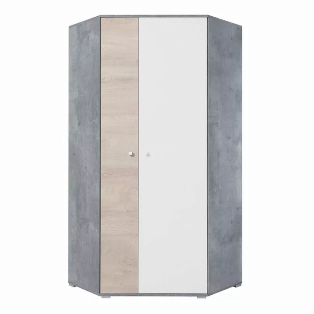 Lomadox Kleiderschrank SEATTLE-133 Eckkleiderschrank, 90x90cm, in Beton/wei günstig online kaufen
