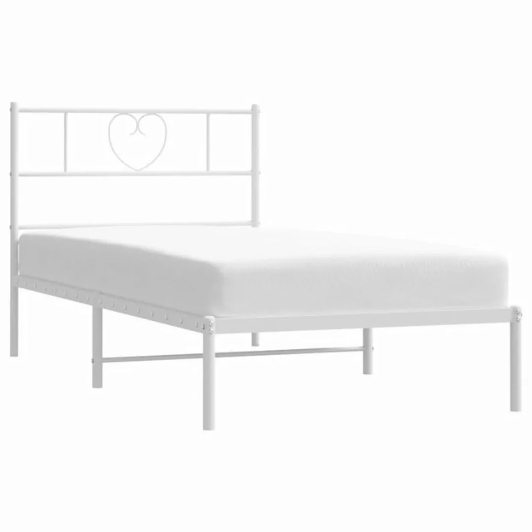 vidaXL Bett Bettgestell mit Kopfteil Metall Weiß 80x200 cm günstig online kaufen