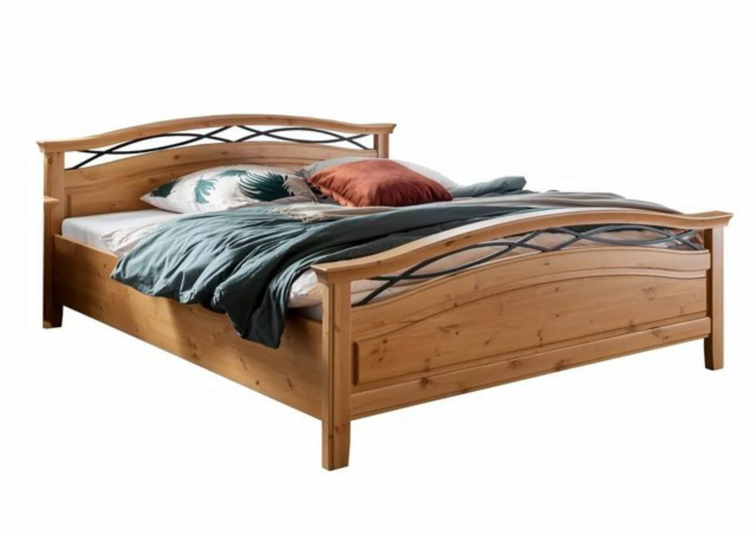 möbelando Bett aus Kiefernholz gebeizt in braun (BxHxT: 197x88x212 cm) günstig online kaufen