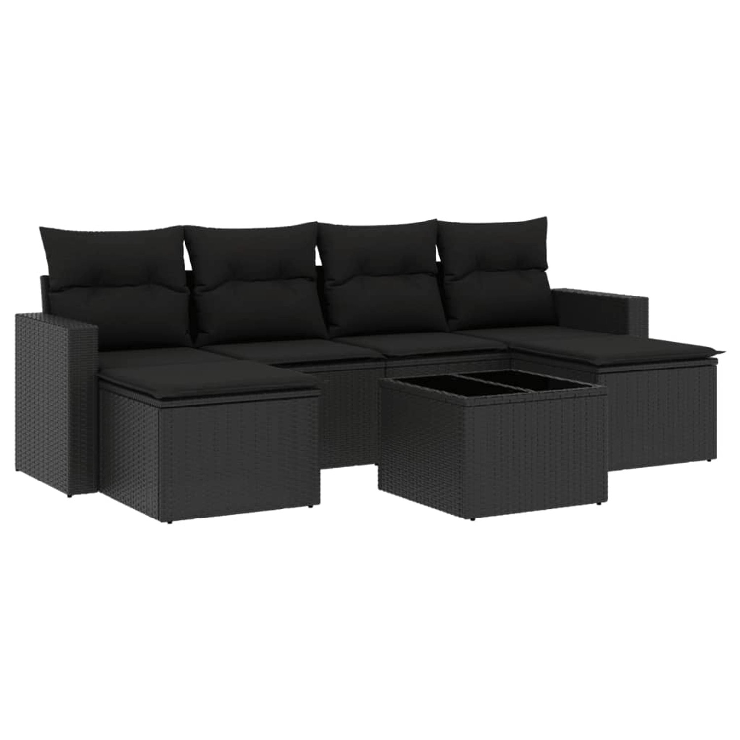 vidaXL 7-tlg Garten-Sofagarnitur mit Kissen Schwarz Poly Rattan Modell 83 günstig online kaufen