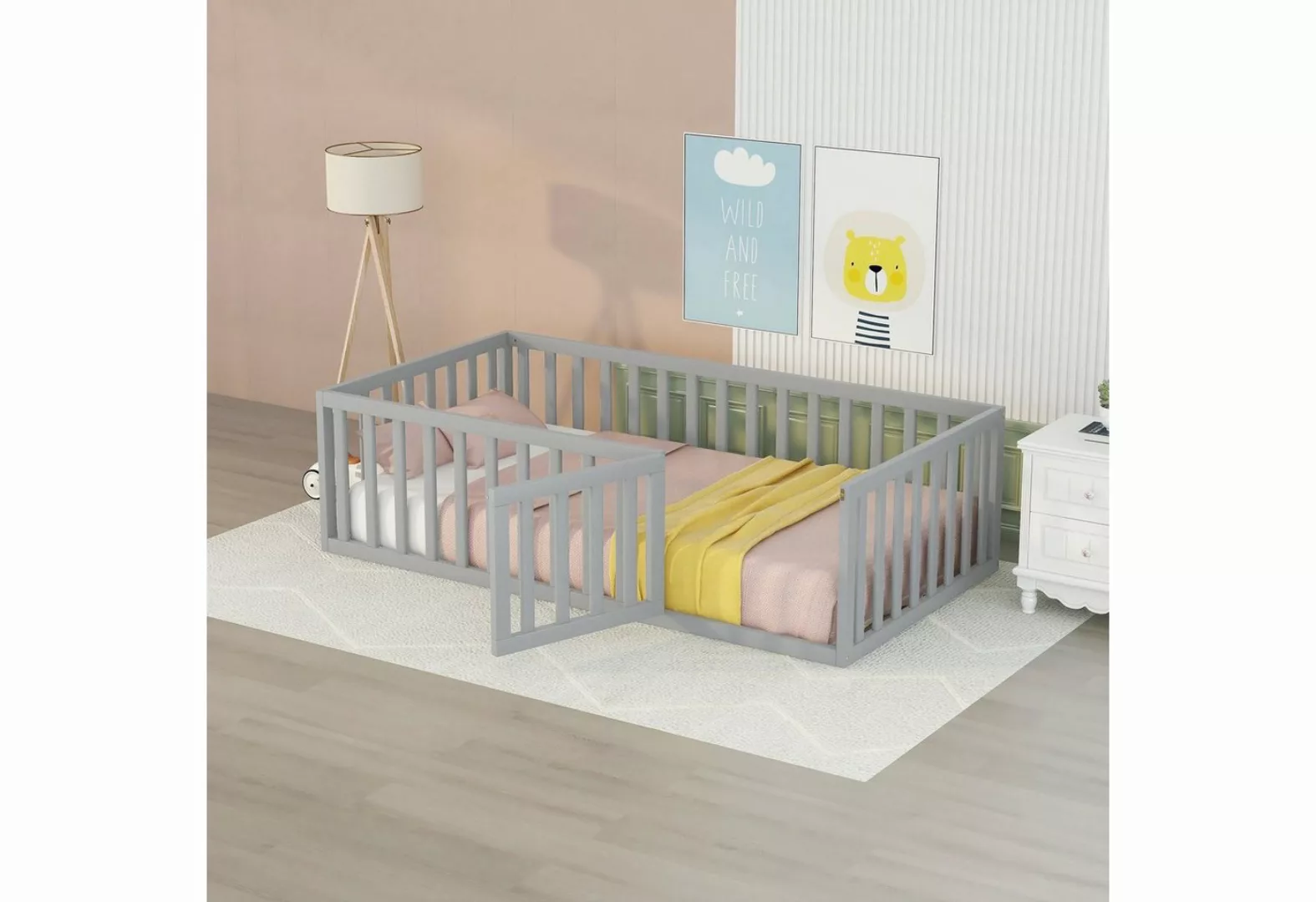 WISHDOR Kinderbett Jugendbett Massivholzbett Einzelbett (90X200cm weiß ohne günstig online kaufen