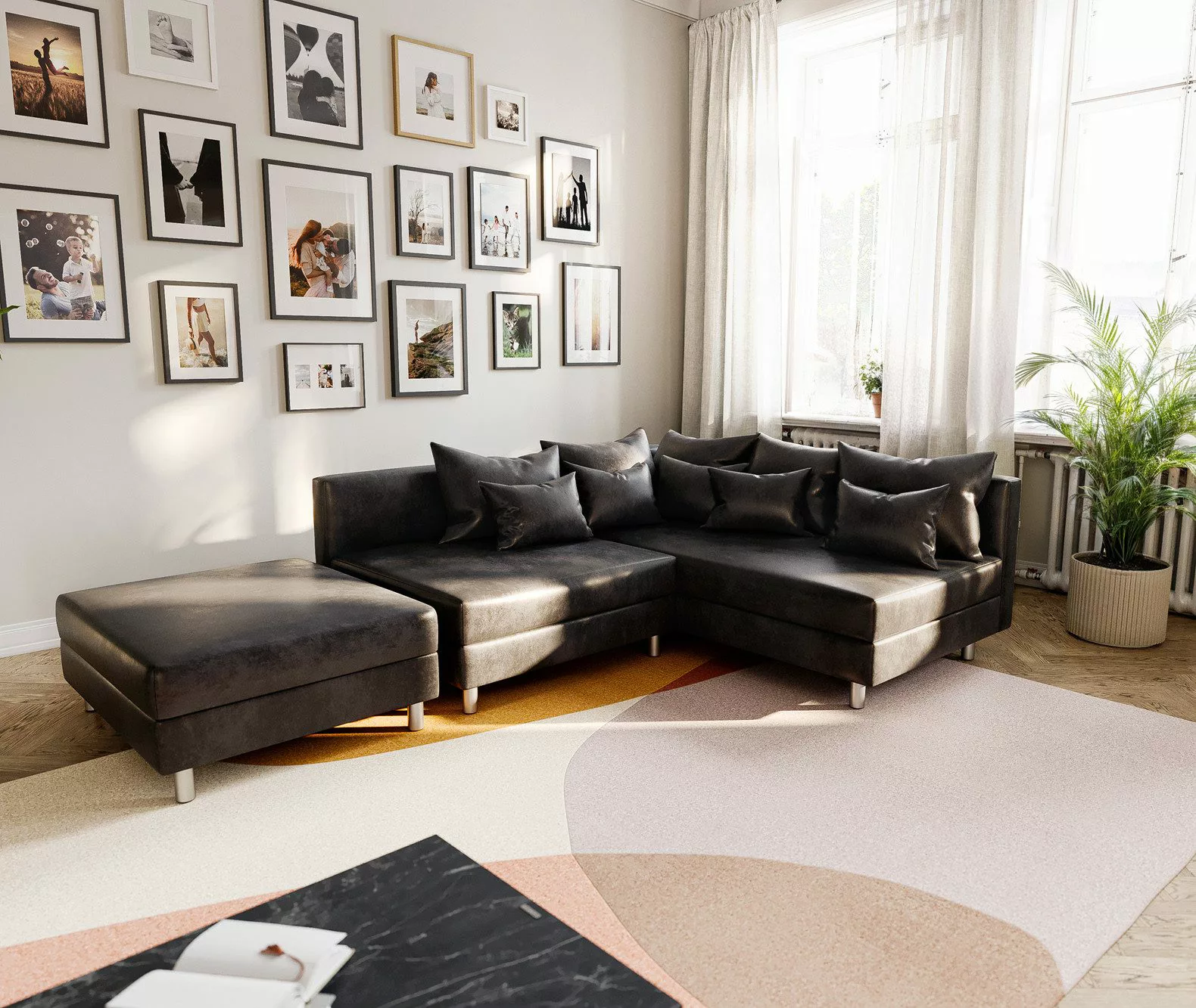 DELIFE Ecksofa Clovis, Anthrazit Antik Optik günstig online kaufen