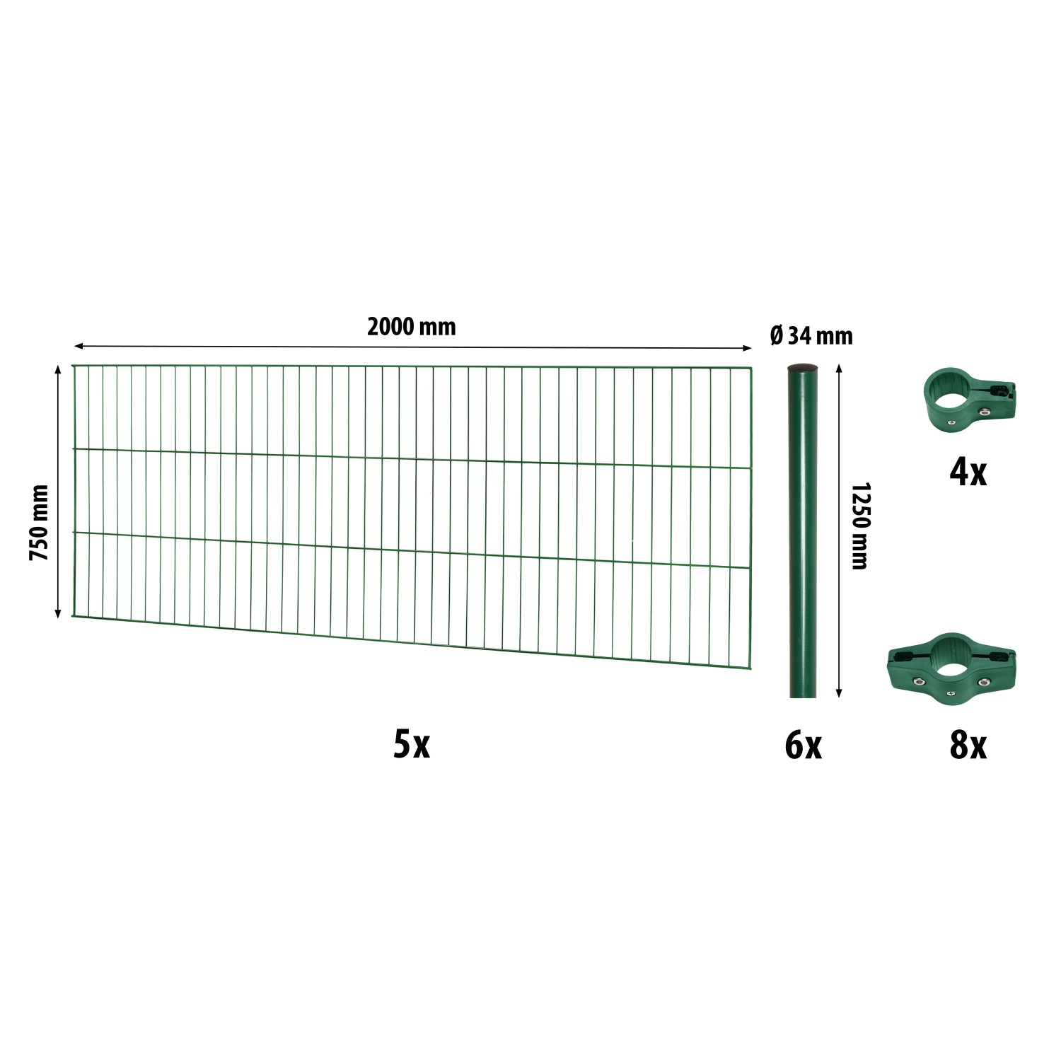 Einstabmattenzaun-Set Classic Grün 75 cm x 1000 cm günstig online kaufen