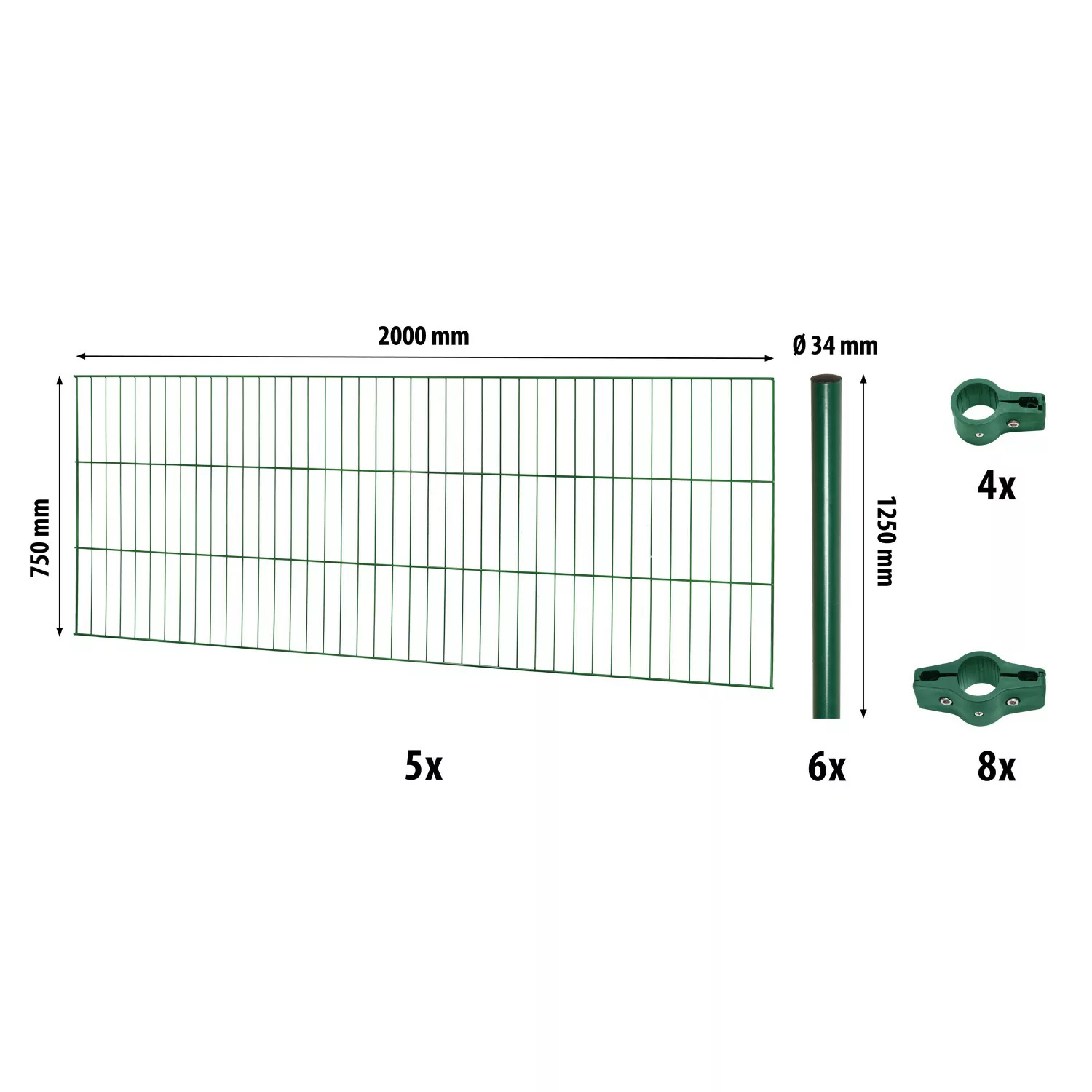 Einstabmattenzaun-Set Classic Grün 75 cm x 1000 cm günstig online kaufen