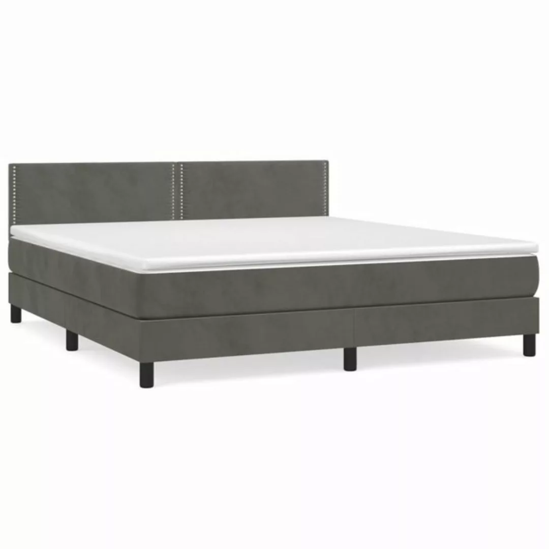 vidaXL Boxspringbett Boxspringbett mit Matratze Dunkelgrau 160x200 cm Samt günstig online kaufen