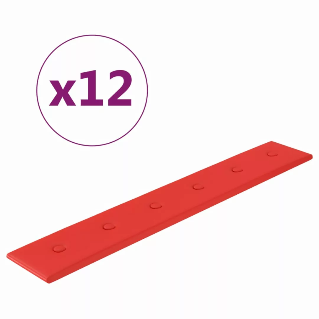 Vidaxl Wandpaneele 12 Stk. Rot 90x15 Cm Kunstleder 1,62 M² günstig online kaufen