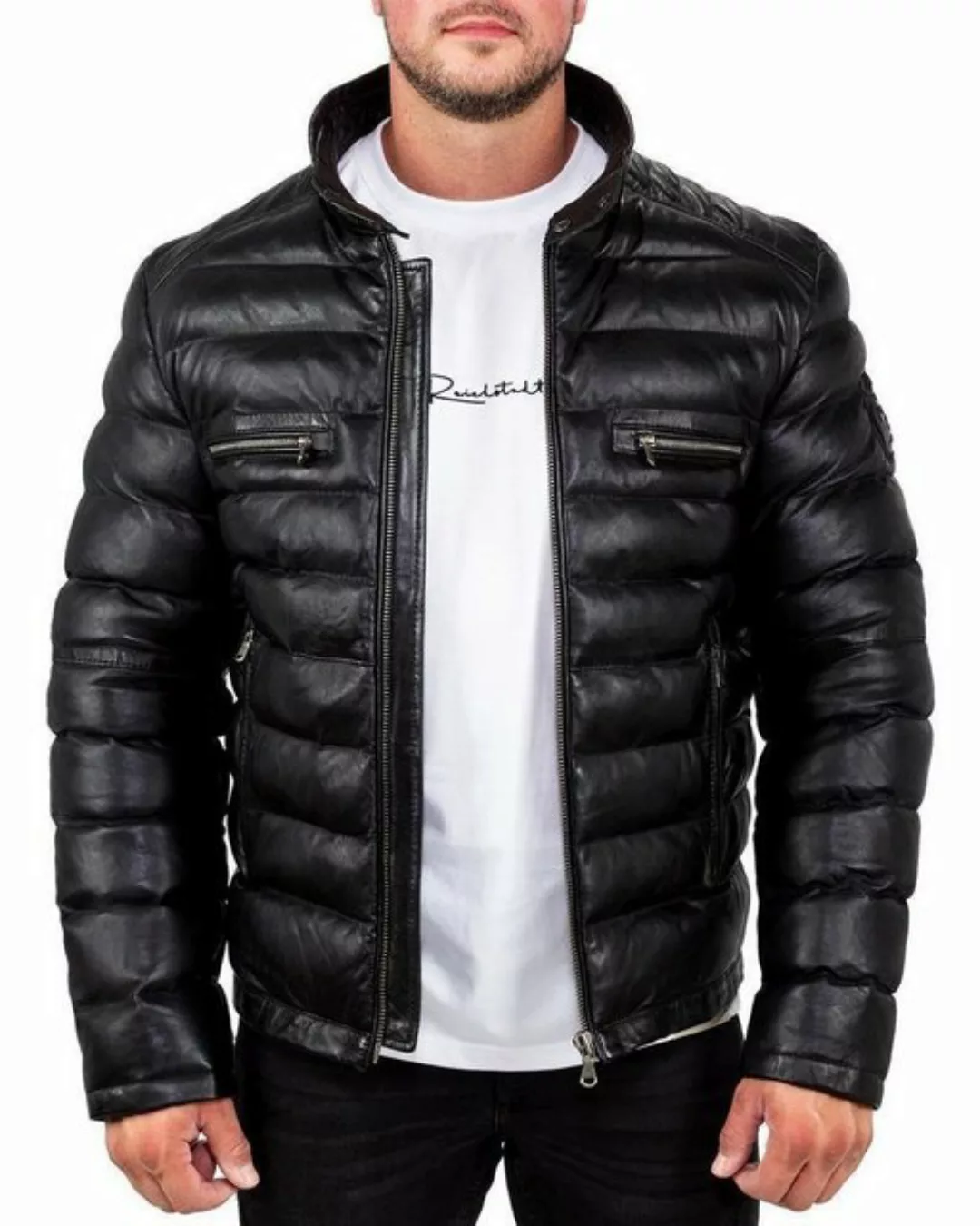 Reichstadt Bomberjacke Herren Echtleder Jacke RS016 - Black M günstig online kaufen