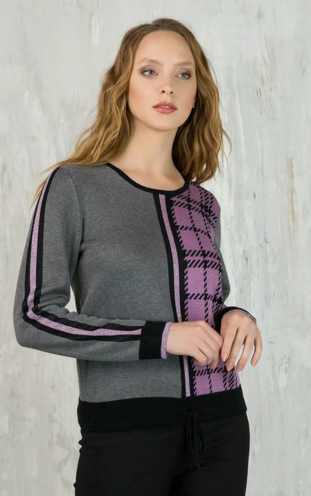 Passioni Strickpullover in Uni und Karomuster günstig online kaufen