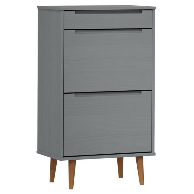 furnicato Schuhschrank MOLDE Grau 59,5x35x103 cm Massivholz Kiefer günstig online kaufen