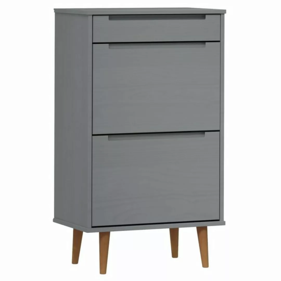 furnicato Schuhschrank MOLDE Grau 59,5x35x103 cm Massivholz Kiefer günstig online kaufen