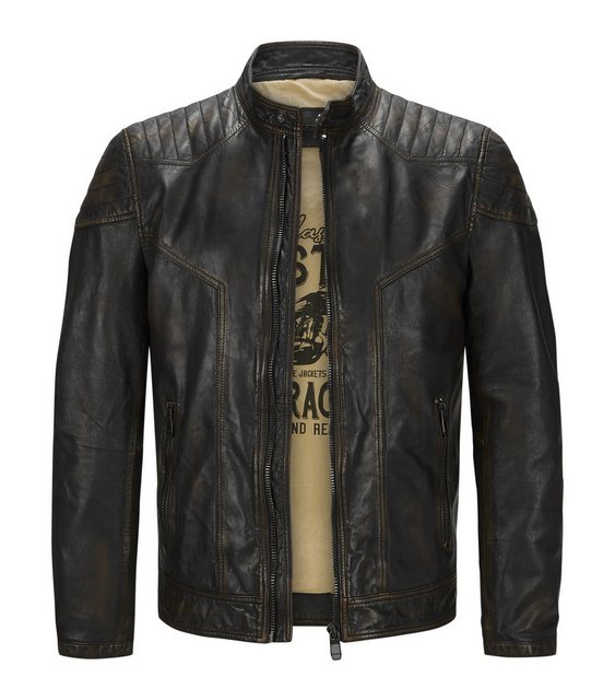 Milestone Lederjacke MSArlington handgewachste Bikerjacke aus Lammleder günstig online kaufen