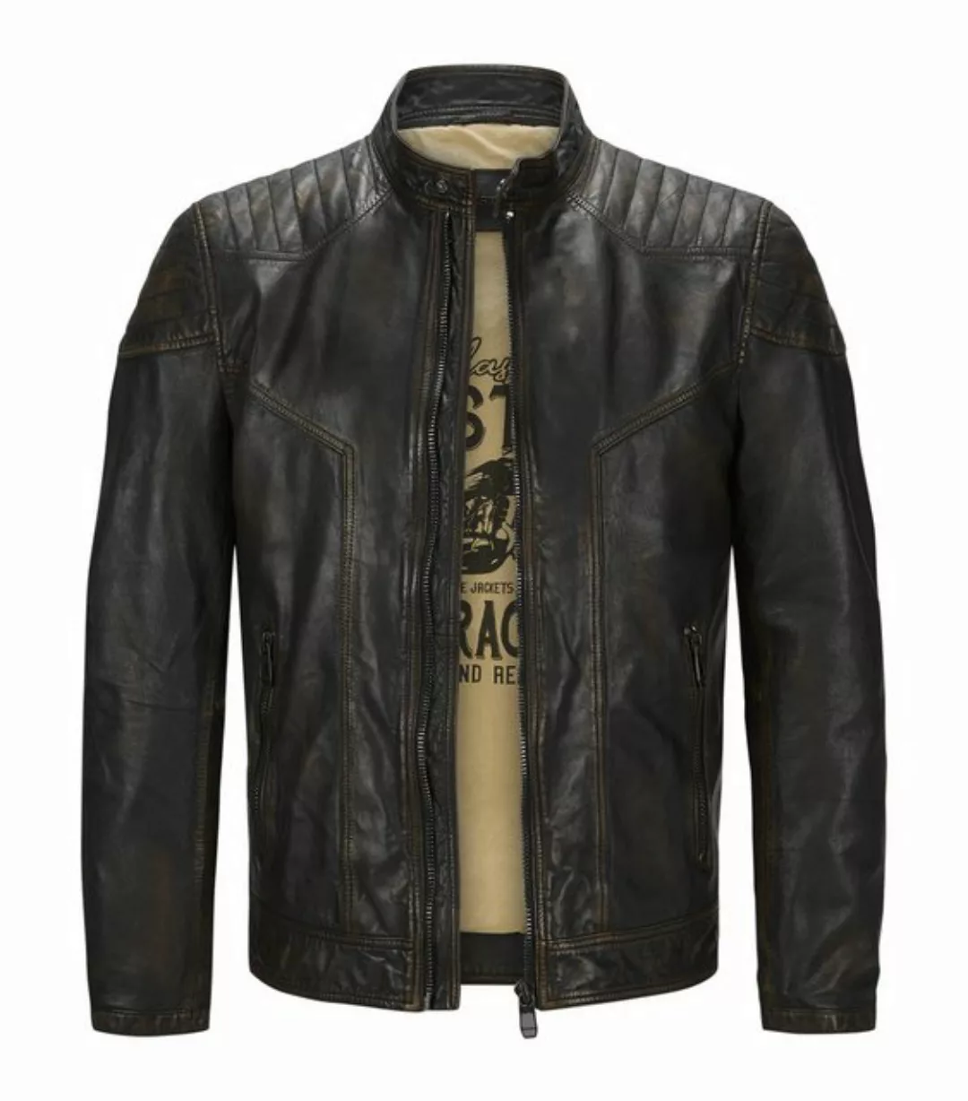 Milestone Lederjacke MSArlington handgewachste Bikerjacke aus Lammleder günstig online kaufen