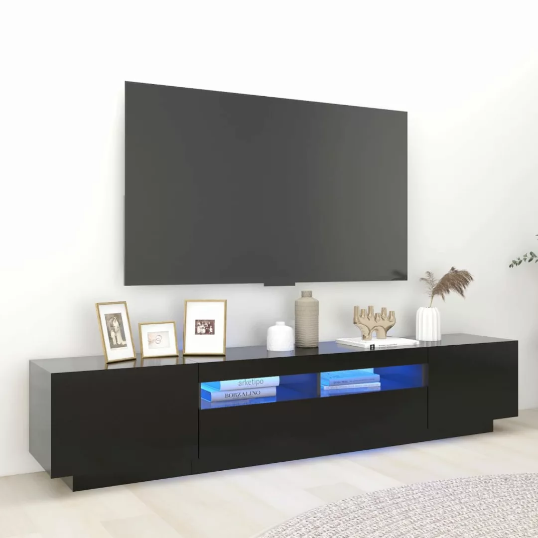 vidaXL TV-Schrank TV-Schrank mit LED-Leuchten Schwarz 200x35x40 cm Lowboard günstig online kaufen