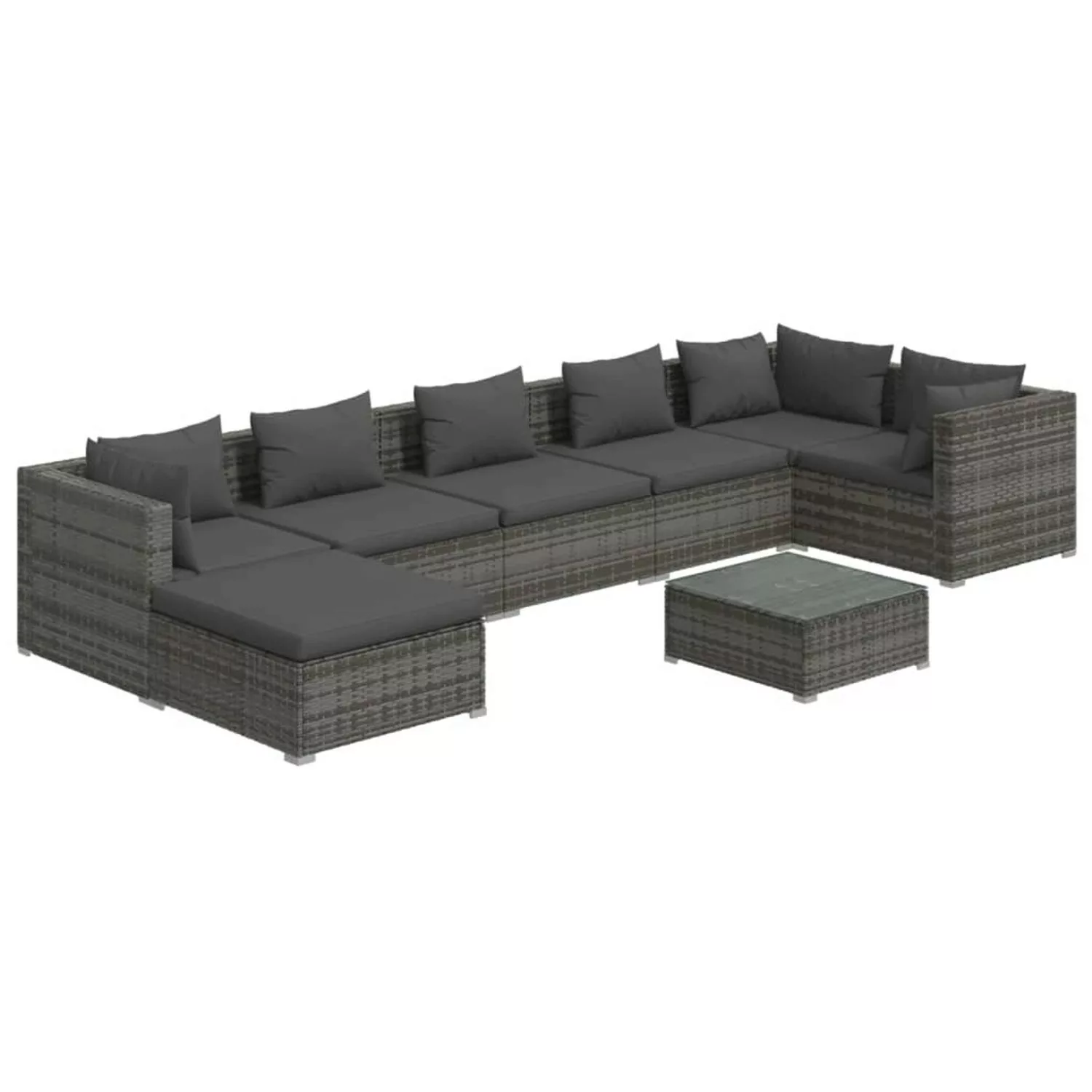 Vidaxl 8-tlg. Garten-lounge-set Mit Kissen Poly Rattan Grau günstig online kaufen