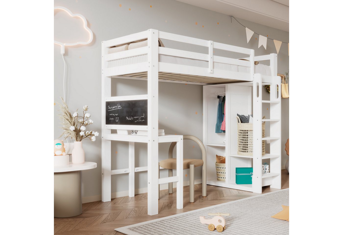 Gotagee Kinderbett Kinderbett Hochbett mit Schreibtisch Einzelbett Jugendbe günstig online kaufen