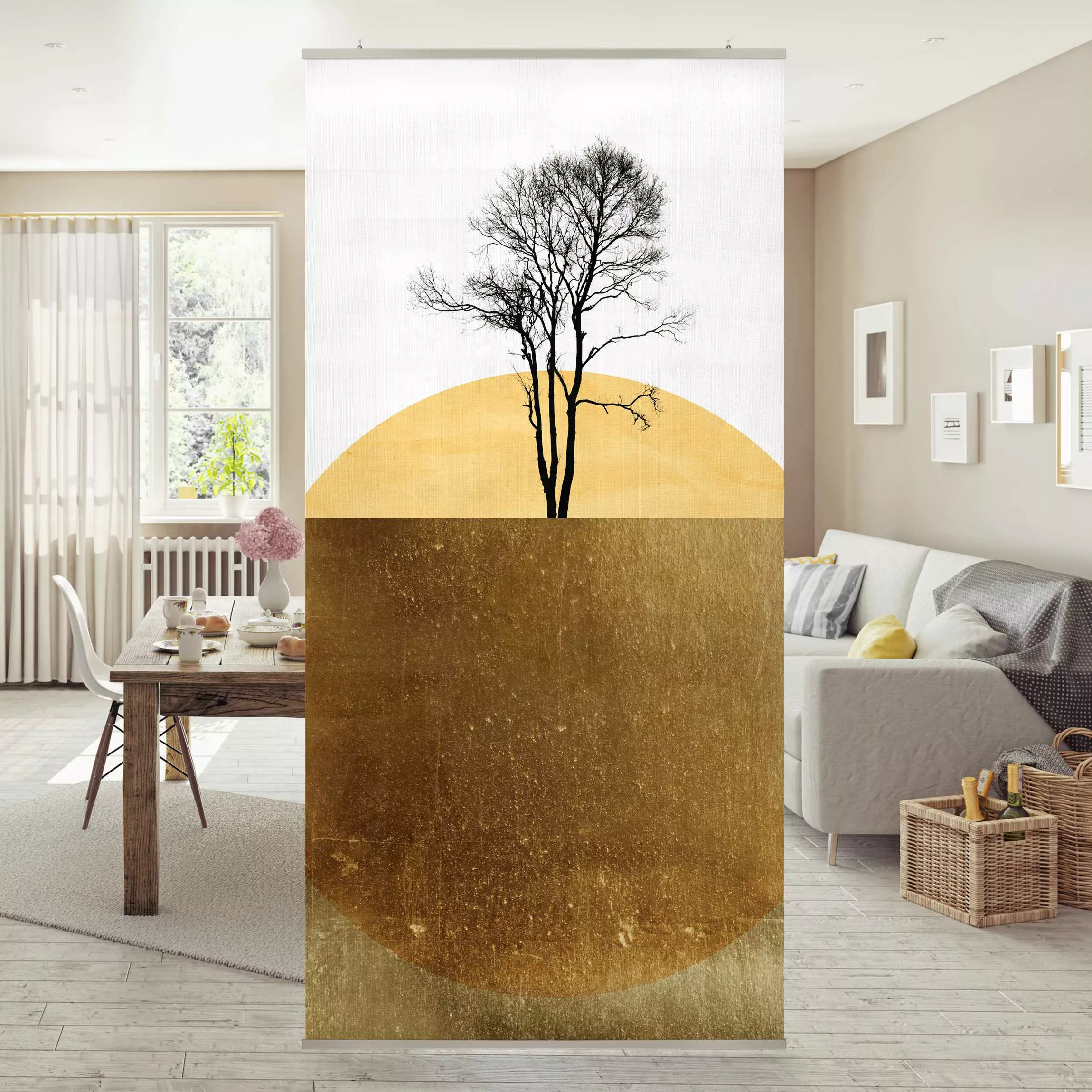 Raumteiler Goldene Sonne mit Baum günstig online kaufen