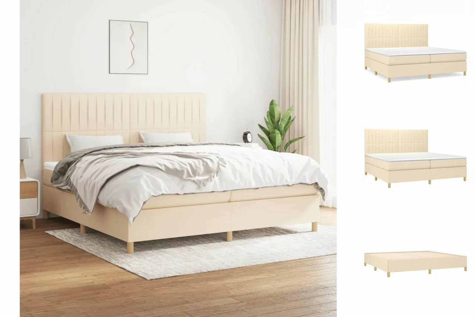 vidaXL Boxspringbett Boxspringbett mit Matratze Creme 200x200 cm Stoff Bett günstig online kaufen