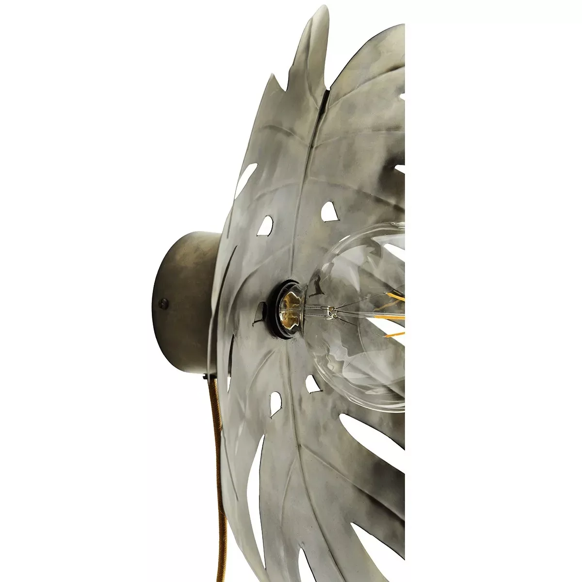 Wandlampe Palmenblatt aus oxidiertem Eisen in Silber / Gold günstig online kaufen