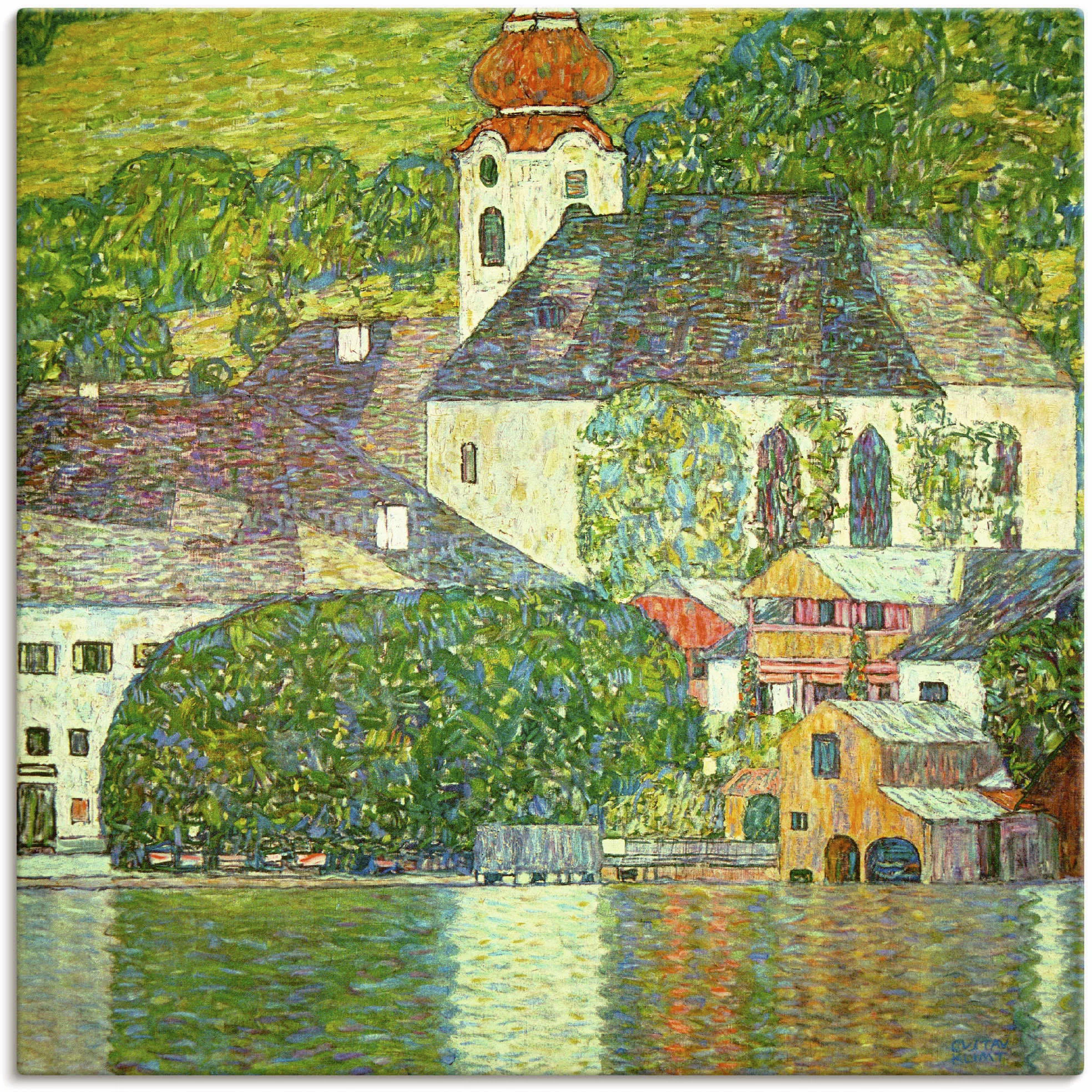 Artland Wandbild "Kirche in Unterach am Attersee. (D.198)", Gebäude, (1 St. günstig online kaufen