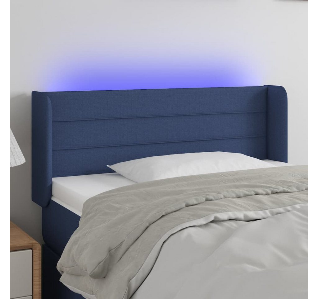 vidaXL Bett, LED Kopfteil Blau 93x16x78/88 cm Stoff günstig online kaufen