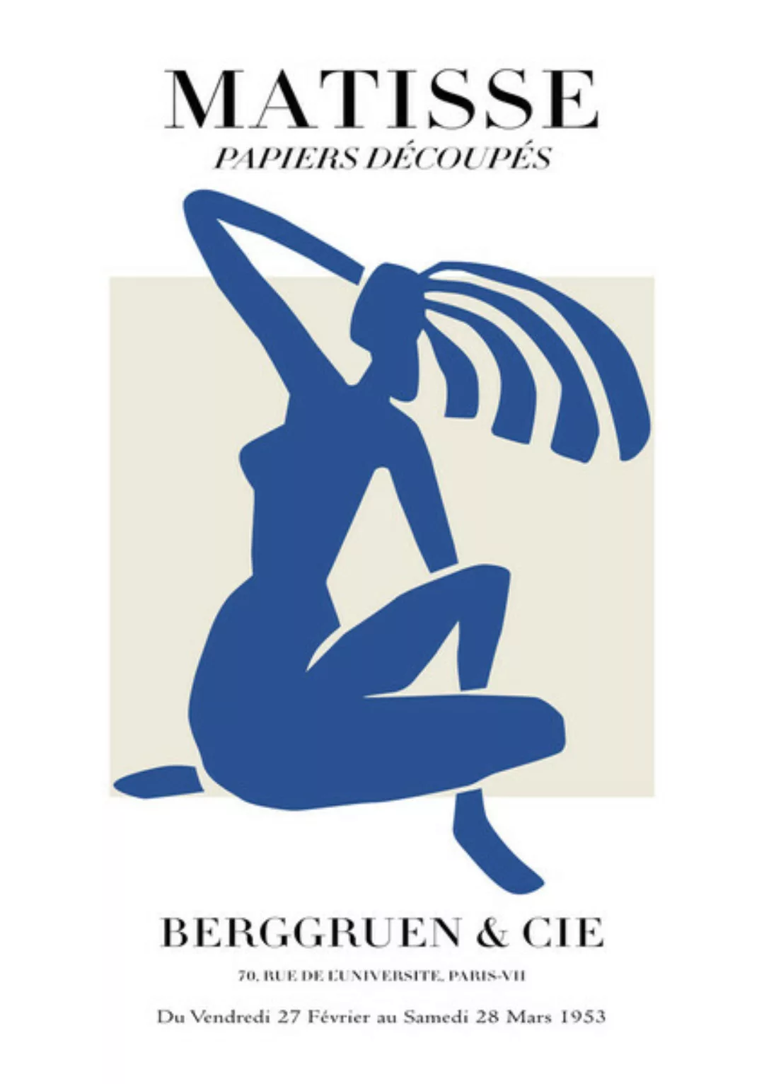 Poster / Leinwandbild - Matisse – Blaue Frau, Papiers Découpés günstig online kaufen