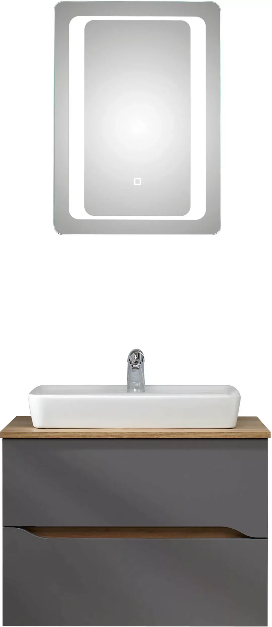 Saphir Badmöbel-Set "Quickset 2-teilig, Keramik-Aufsatzbecken mit LED-Spieg günstig online kaufen