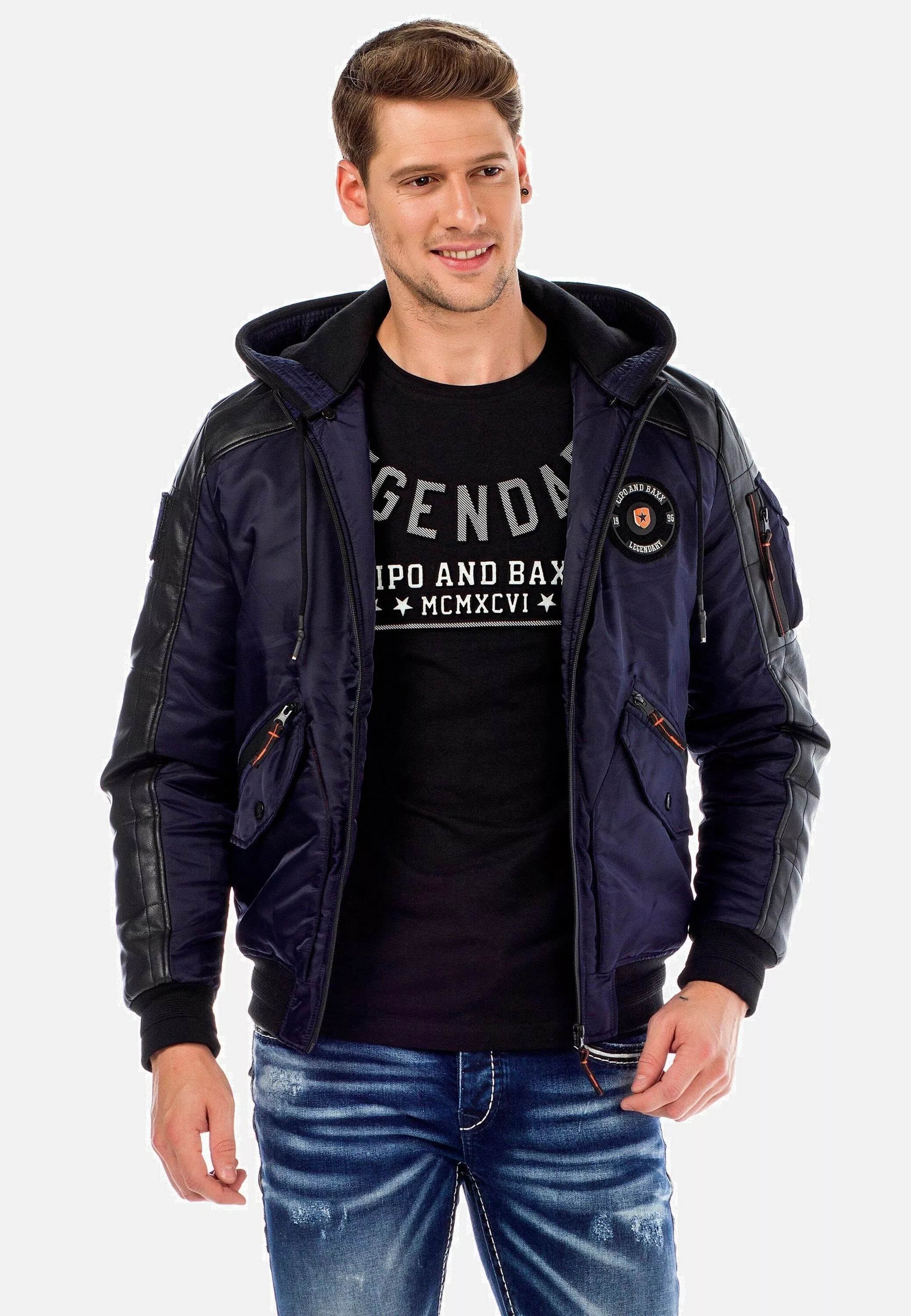 Cipo & Baxx Bomberjacke "Jacke", mit Kapuze, mit abnehmbarer Kapuze, CM-134 günstig online kaufen