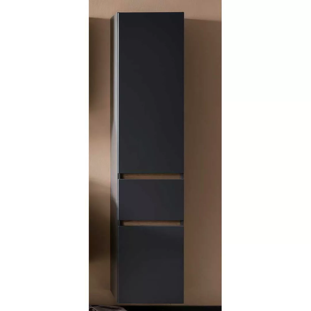 Badezimmermidischrank in Dunkelgrau & Wildeiche Optik 185 cm hoch günstig online kaufen