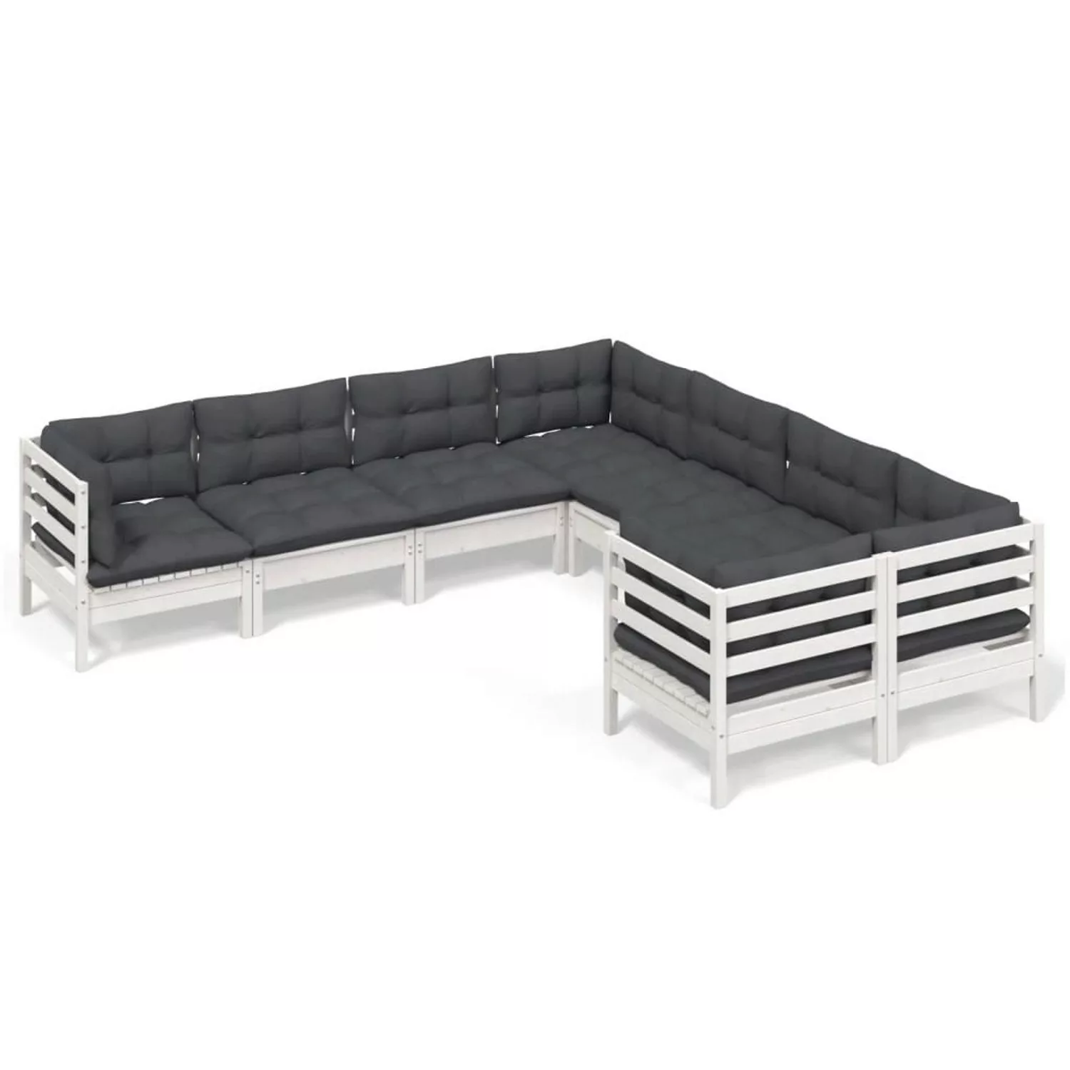 vidaXL 8-tlg Garten-Lounge-Set mit Kissen Weiß Massivholz Kiefer Modell 1 günstig online kaufen