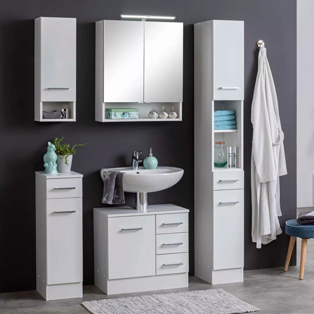 Badezimmer Einrichtung in Weiß 110 cm breit (fünfteilig) günstig online kaufen