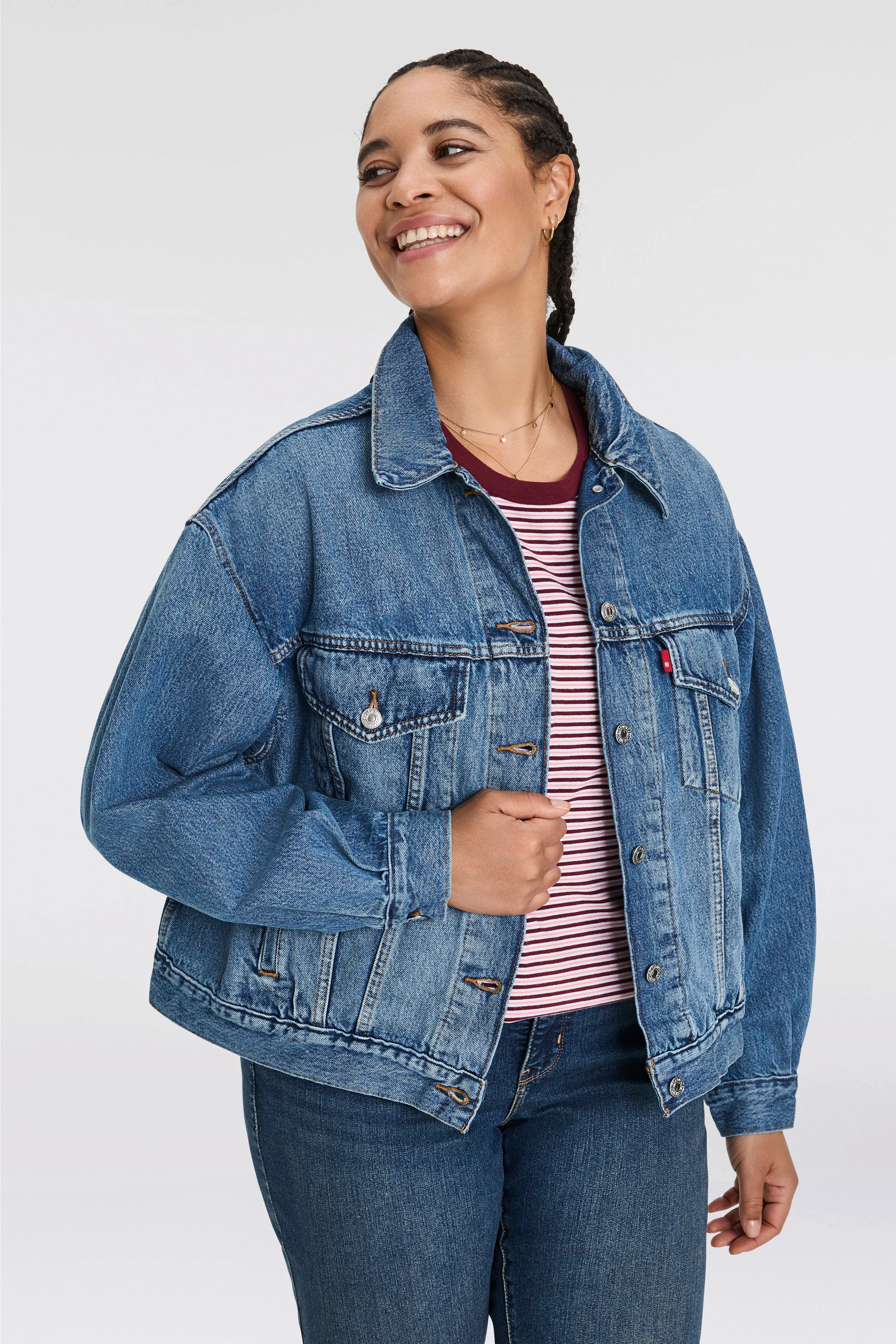 Levi's® Plus Jeansjacke TRUCKER in leichter Used-Waschung günstig online kaufen