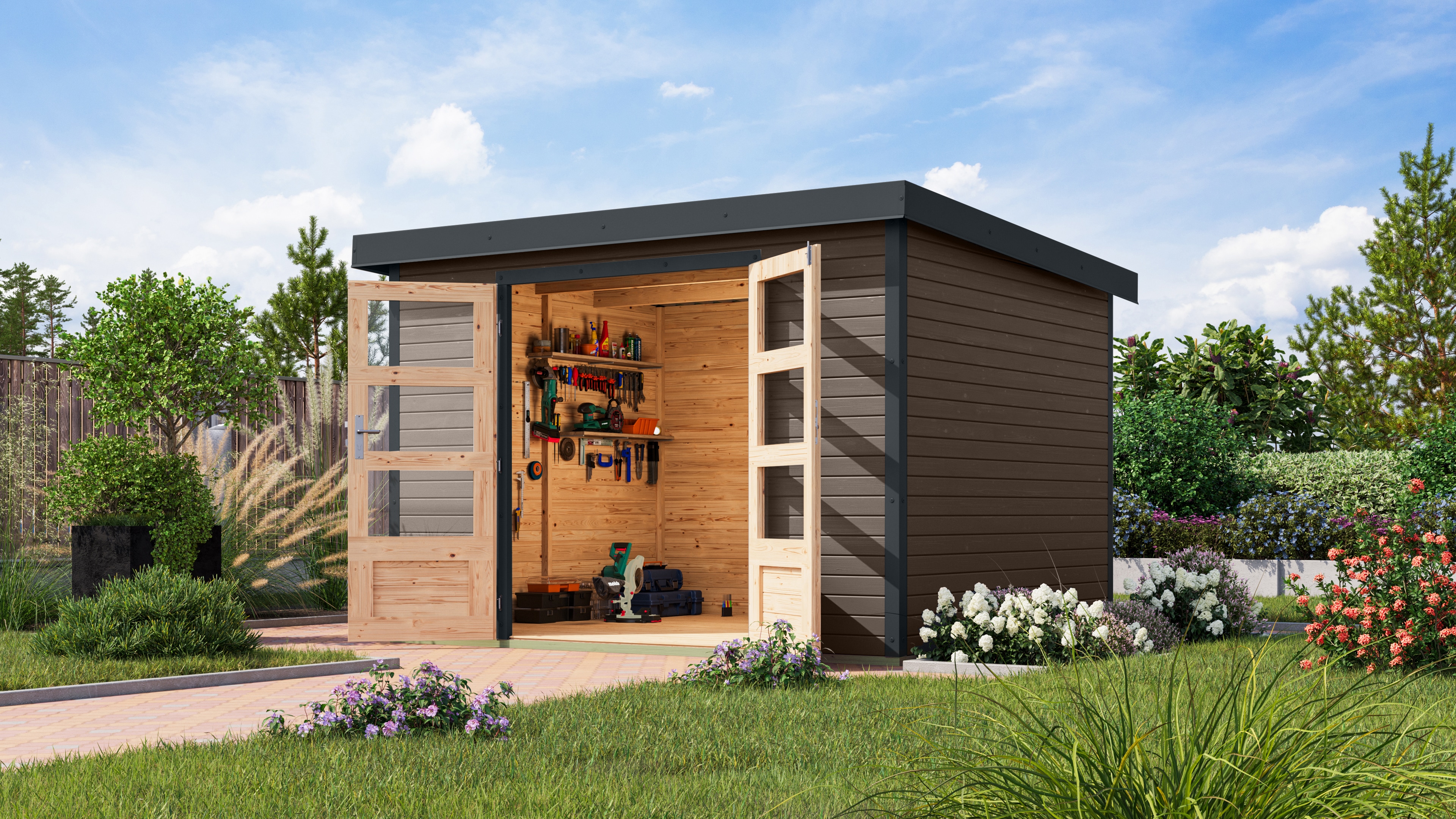 Karibu Gartenhaus "Jupiter 5 B", in verschiedenen Farben günstig online kaufen