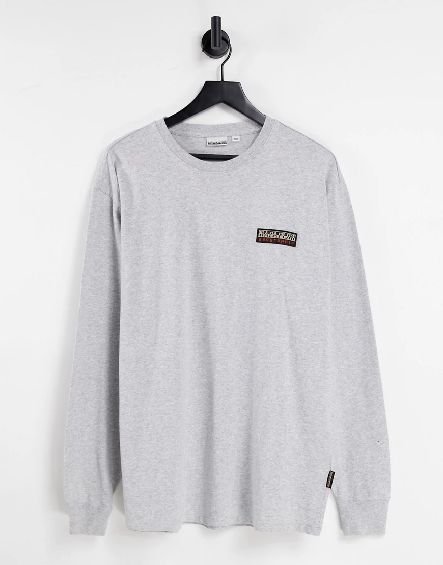 Napapijri – Patch – Langärmliges Shirt in Hellgrau günstig online kaufen