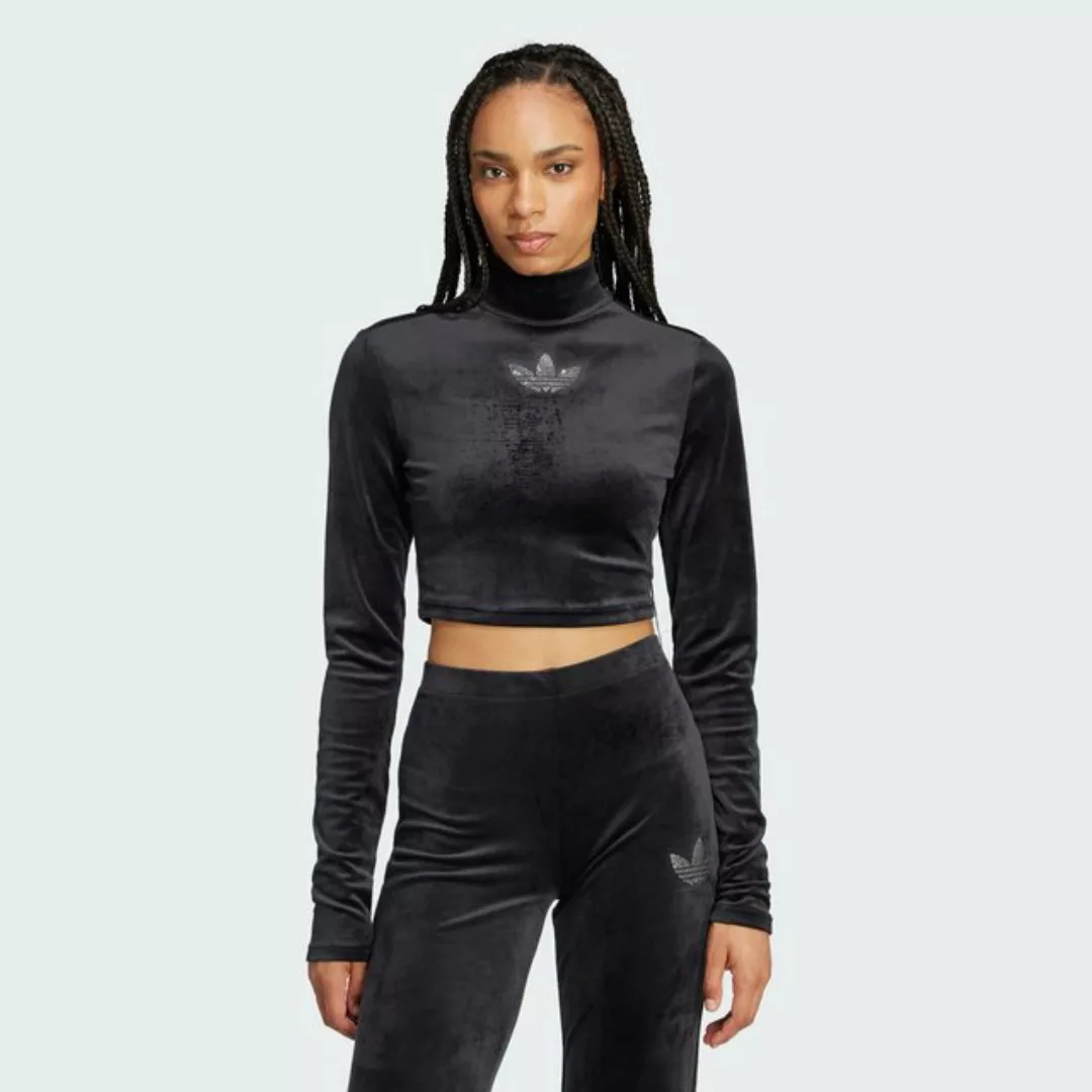 adidas Originals Crop-Top LONG SLEEVE RHINESTONE TREFOIL VELVET CROP-TOP günstig online kaufen