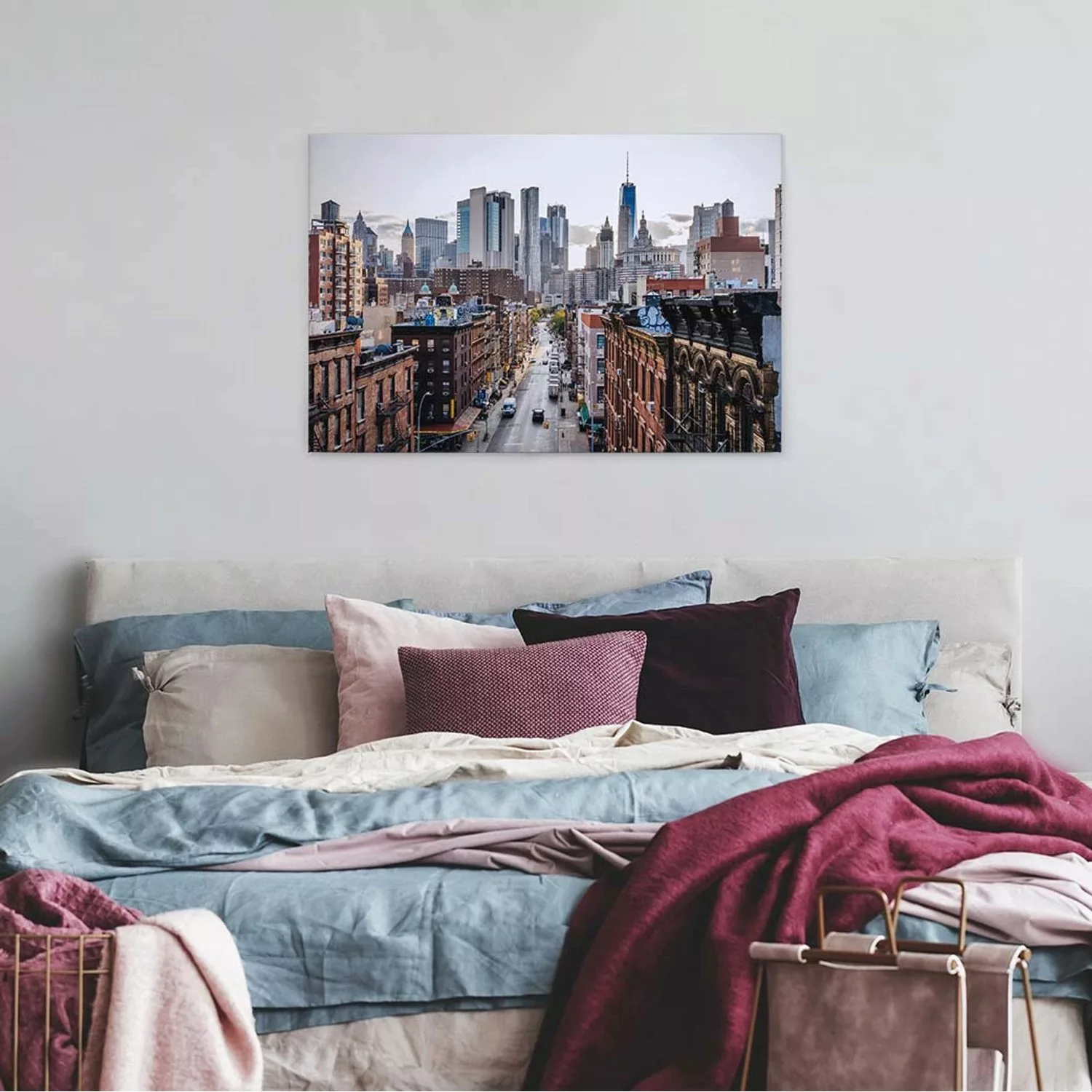 Bricoflor Leinwand New York Skyline Urbanes Wandbild In Beige Und Rosa Für günstig online kaufen