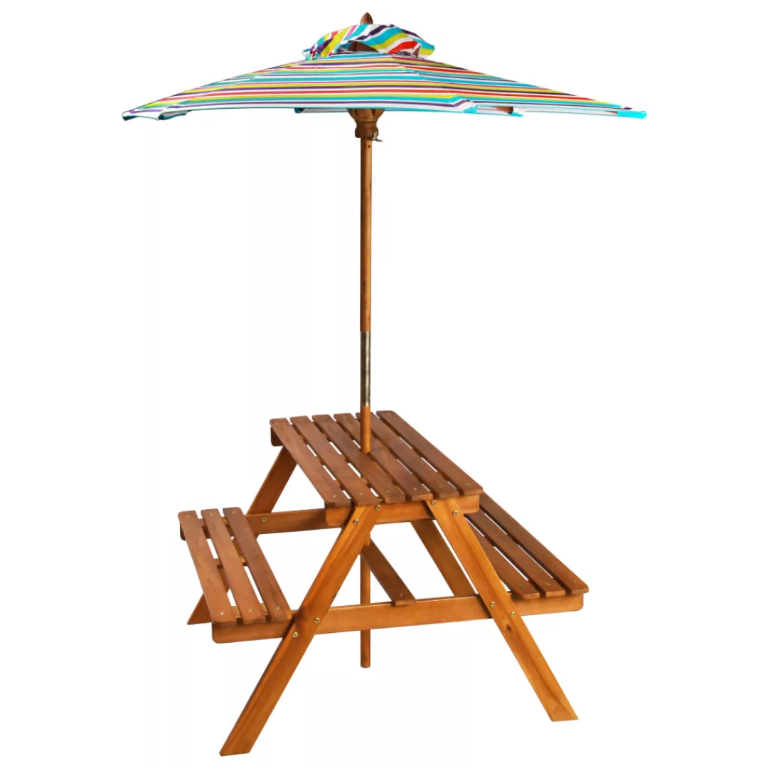 Kinder-picknicktisch Sonnenschirm 79x90x60cm Massivholz Akazie günstig online kaufen
