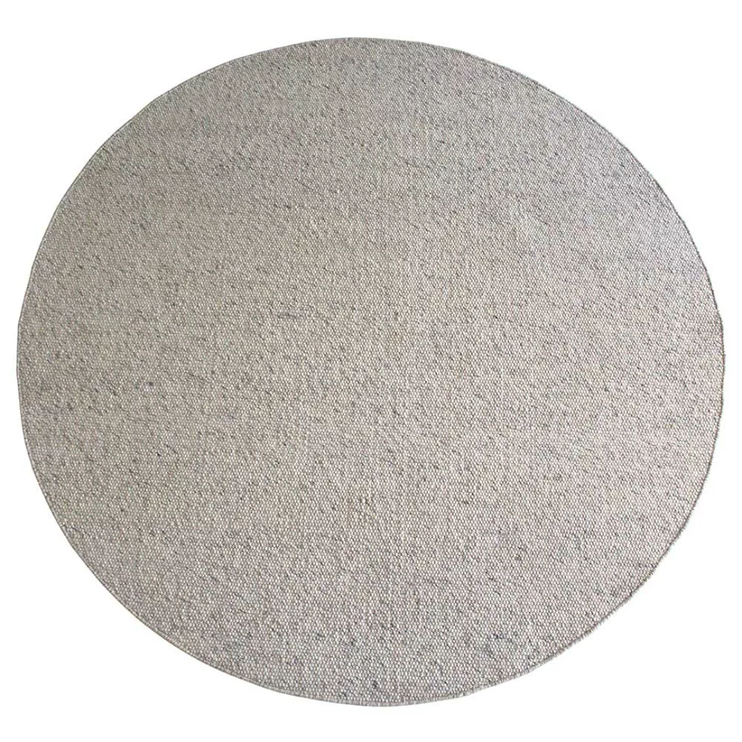 Runder Teppich in Beigegrau Webstoff 250 cm Durchmesser günstig online kaufen