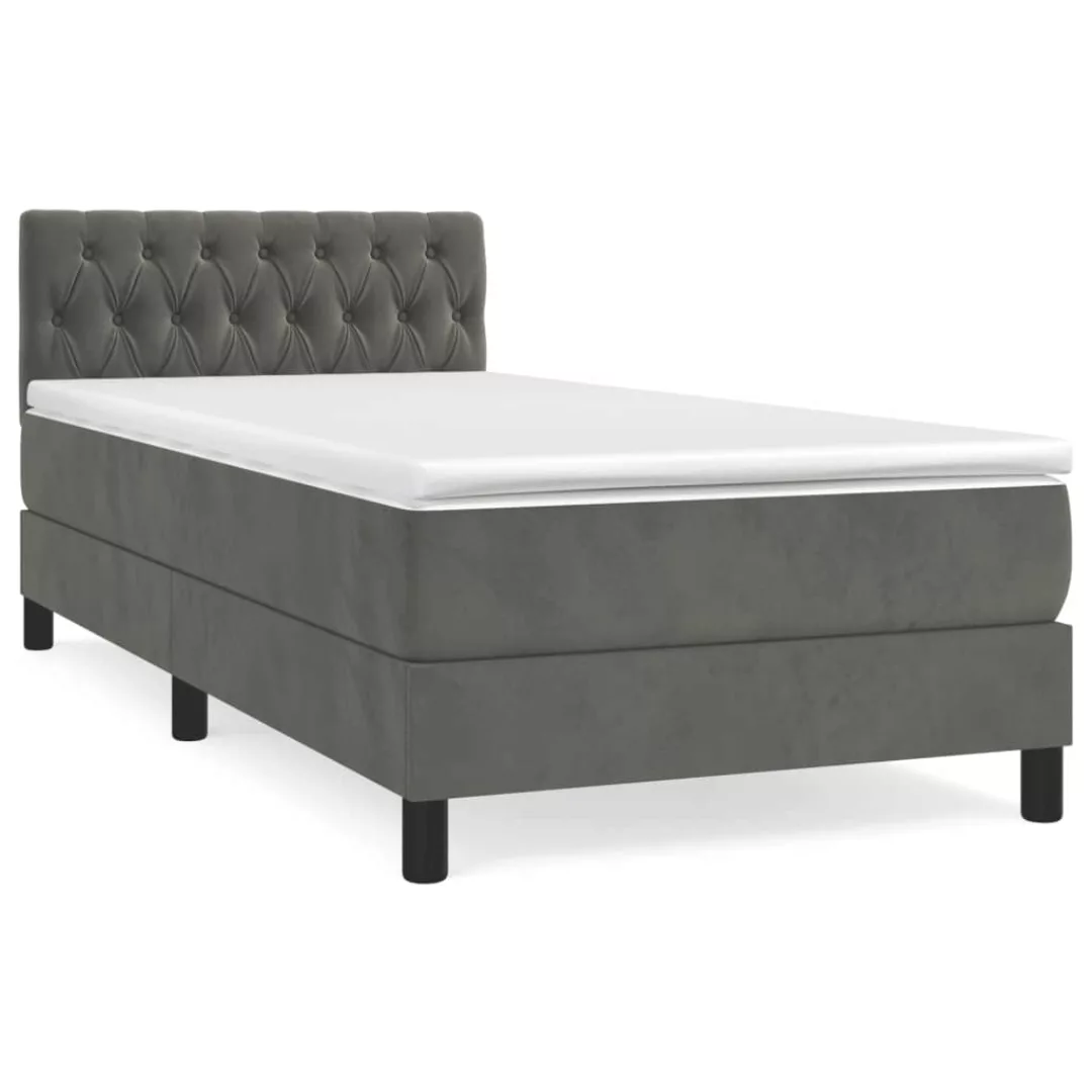 Vidaxl Boxspringbett Mit Matratze Dunkelgrau 90x200 Cm Samt günstig online kaufen