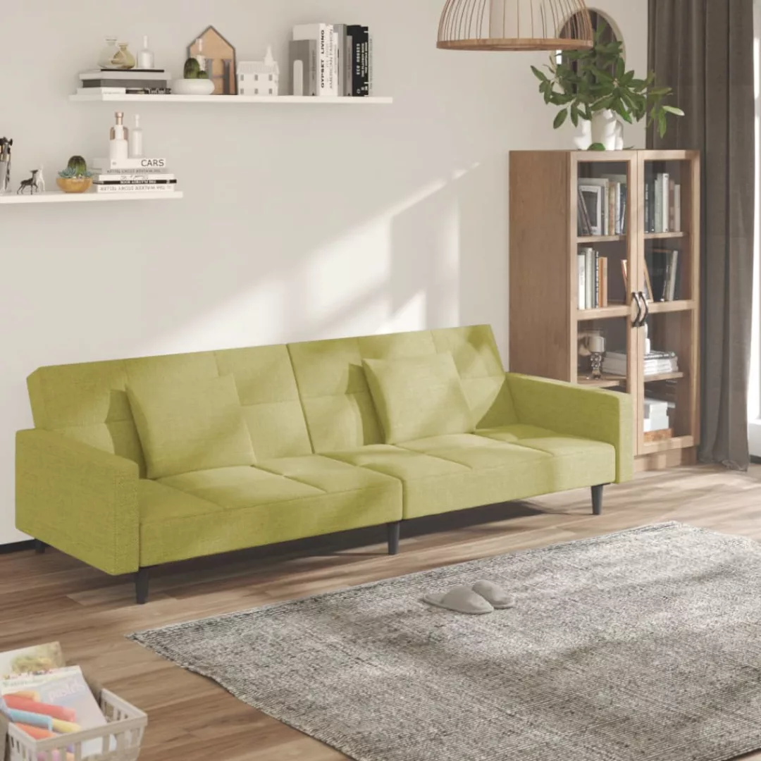 Vidaxl Schlafsofa 2-sitzer Mit 2 Kissen Grün Stoff günstig online kaufen