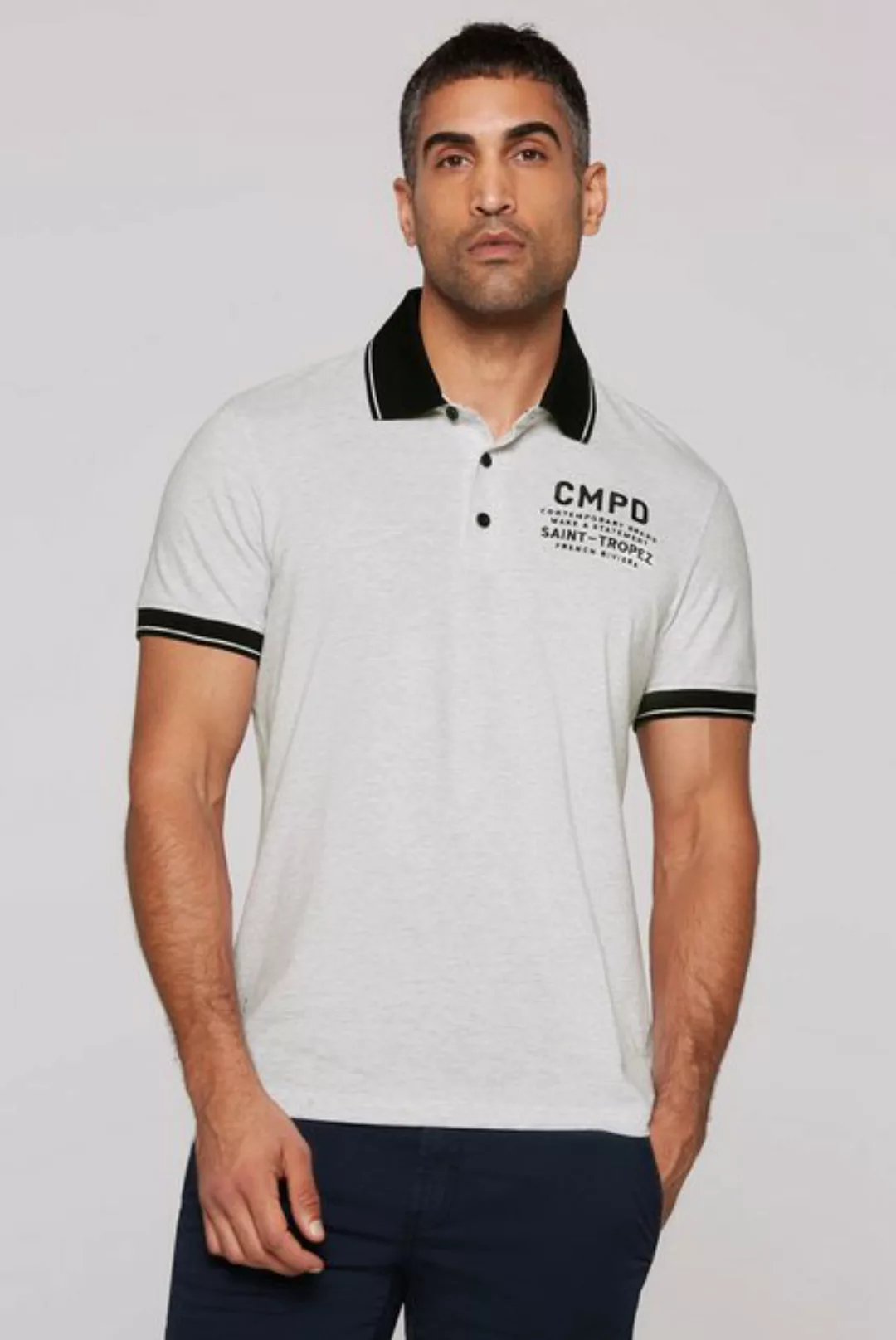 CMPD Poloshirt mit Seitenschlitze und längerer Rückenpartie günstig online kaufen