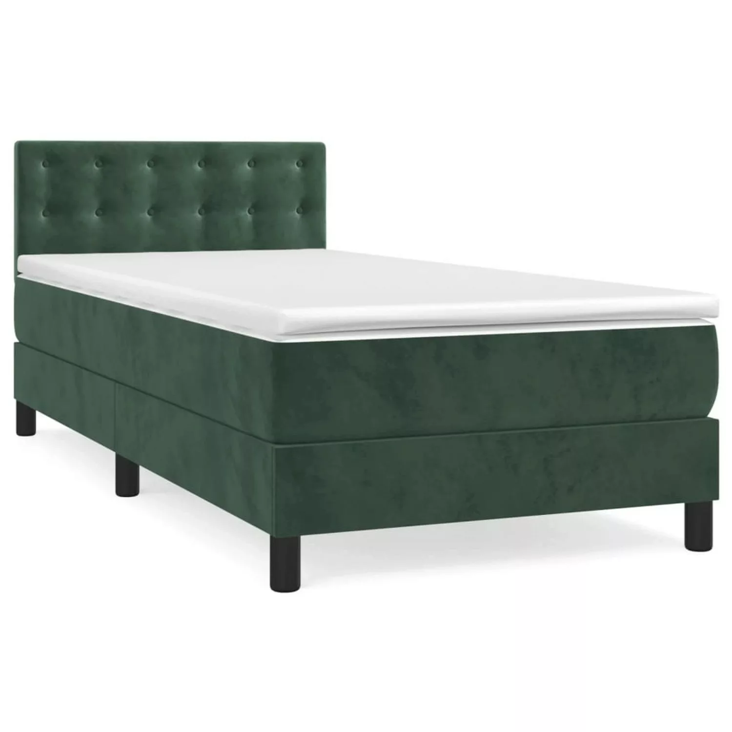 vidaXL Boxspringbett mit Matratze Dunkelgrün 90x190 cm Samt1537736 günstig online kaufen