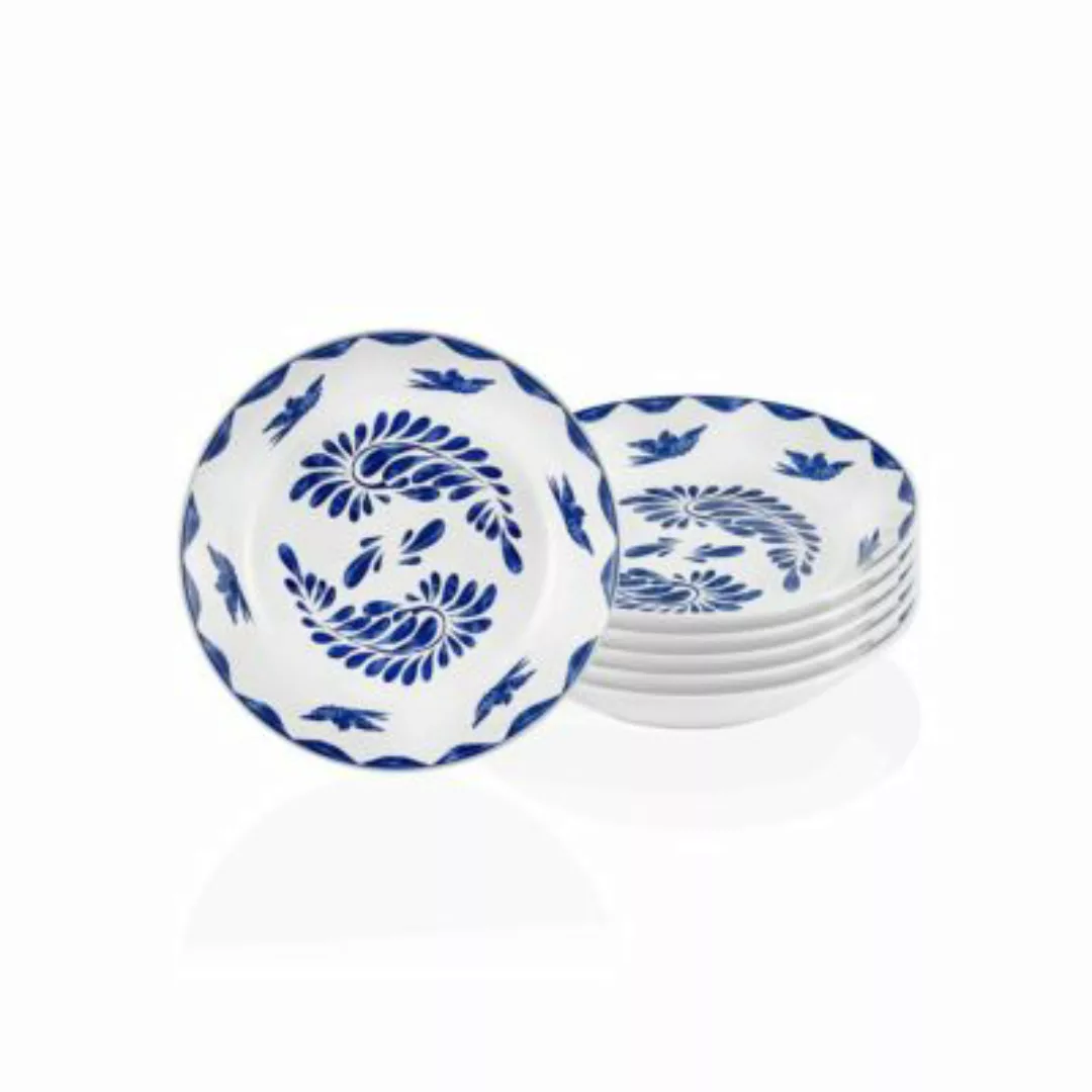 THE MIA Keramik Tellerset 6 tlg. Ø 20 cm Azur Serie blau günstig online kaufen