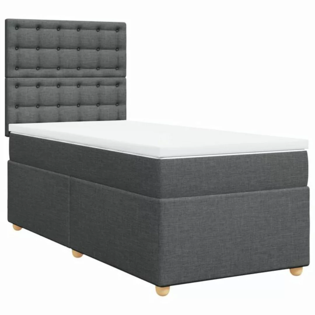 vidaXL Bett Boxspringbett mit Matratze Dunkelgrau 80x200 cm Stoff günstig online kaufen