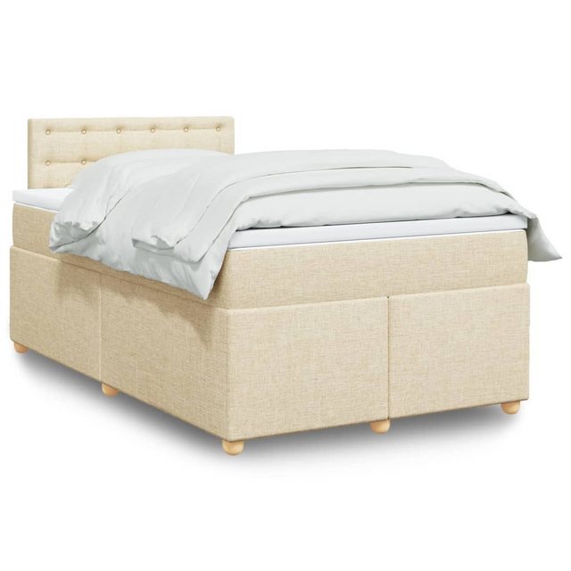 vidaXL Boxspringbett, Boxspringbett mit Matratze Creme 120x200 cm Stoff günstig online kaufen