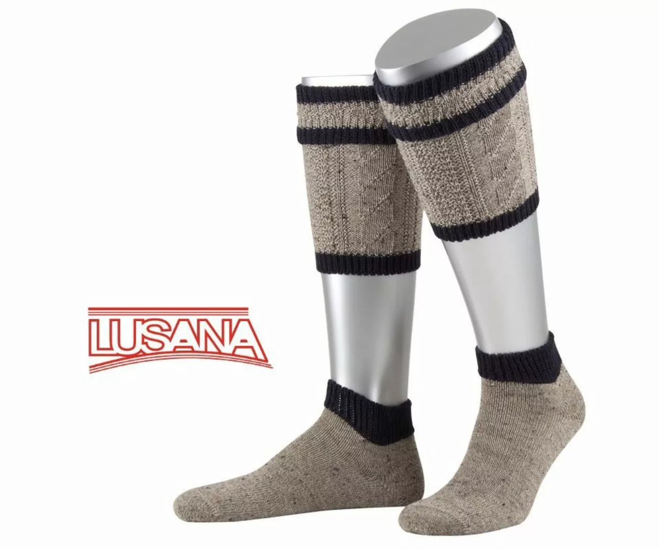 Lusana Trachtensocken 2-teiliges Loferl-Set - braun/marine günstig online kaufen