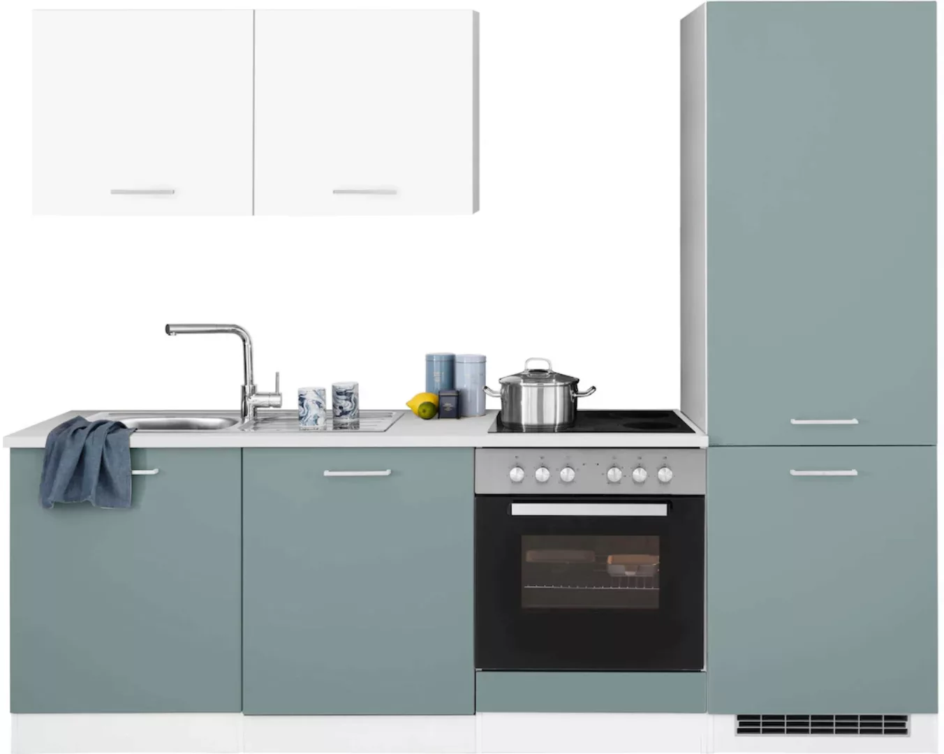 HELD MÖBEL Küchenzeile "Visby", mit E-Geräten, Breite 240 cm inkl. Kühl/Gef günstig online kaufen