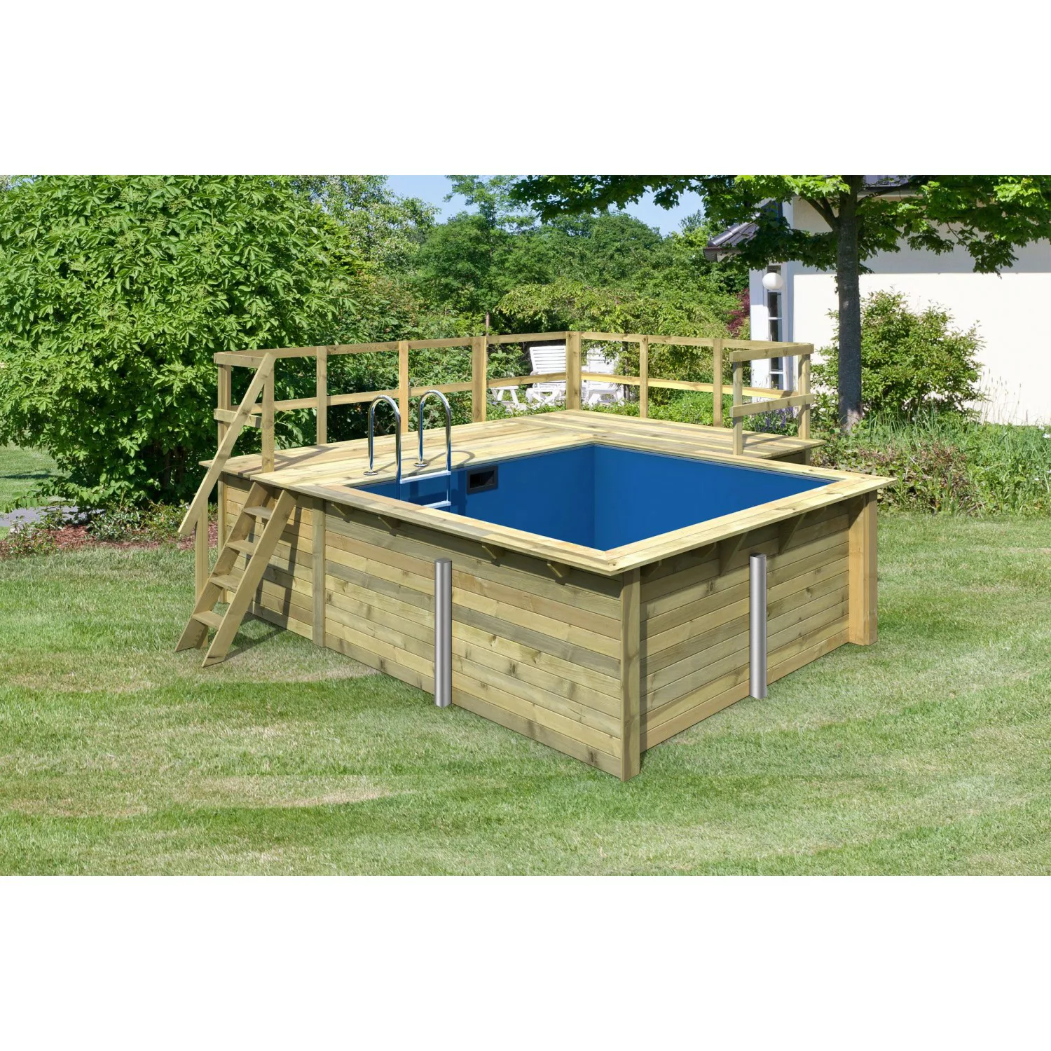 Karibu Pool Gr. 1 inkl. Terrasse+SeitenTerrasse KDI Innenhülle Blau günstig online kaufen