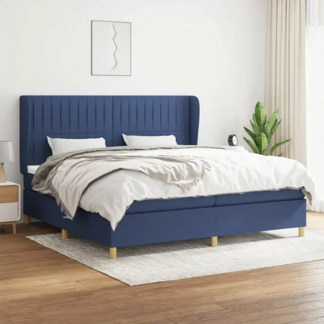 vidaXL Boxspringbett Boxspringbett mit Matratze Blau 200x200 cm Stoff Bett günstig online kaufen