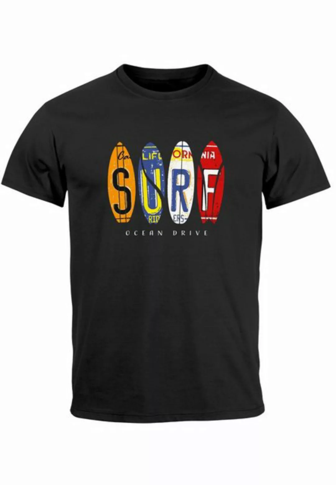 Neverless Print-Shirt Herren T-Shirt Print Surfboards California Surfing Oc günstig online kaufen