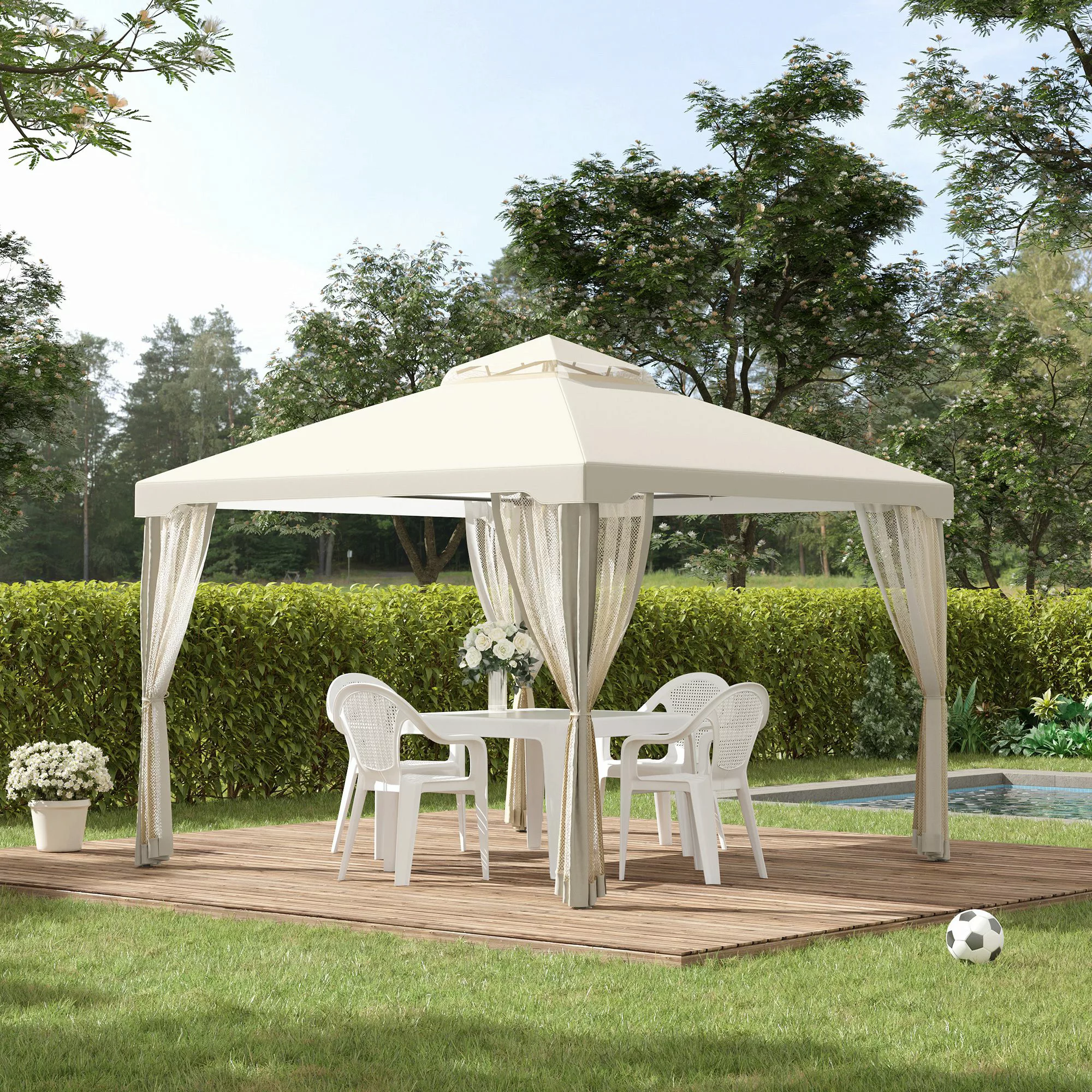 Outsunny Gartenpavillon 3x3m mit 4 Seitenwänden, wetterfestes Gartenzelt au günstig online kaufen